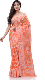 Thumbnail for Desh Bidesh Woven Handloom Pure Cotton Saree (Orange) - Distacart