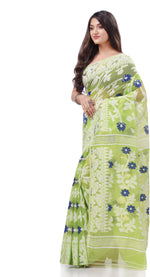 Thumbnail for Desh Bidesh Woven Handloom Pure Cotton Saree (Light Green) - Distacart
