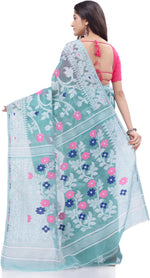 Thumbnail for Desh Bidesh Woven Handloom Pure Cotton Saree (Light Blue) - Distacart