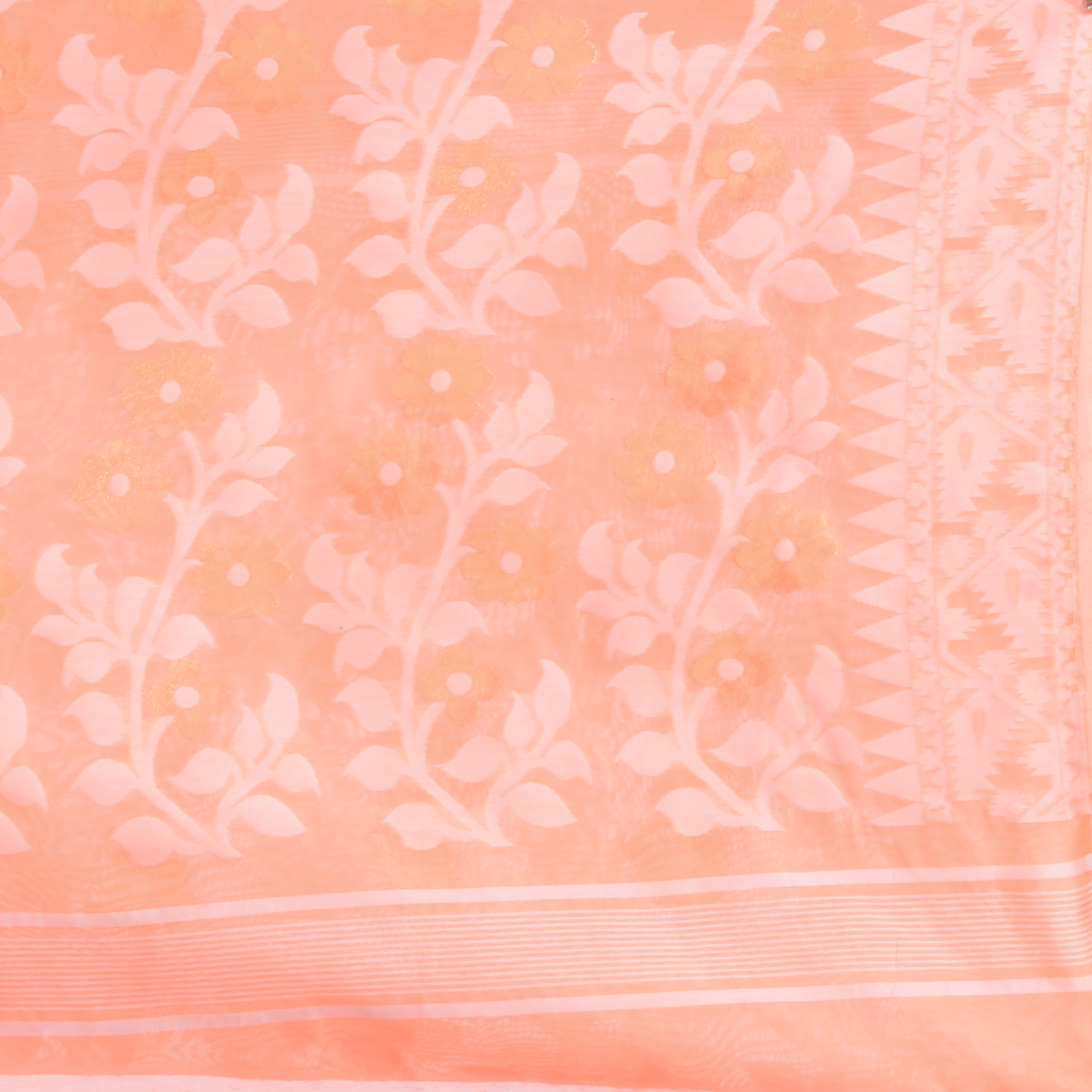 Desh Bidesh Woven Handloom Pure Cotton Saree (Orange) - Distacart
