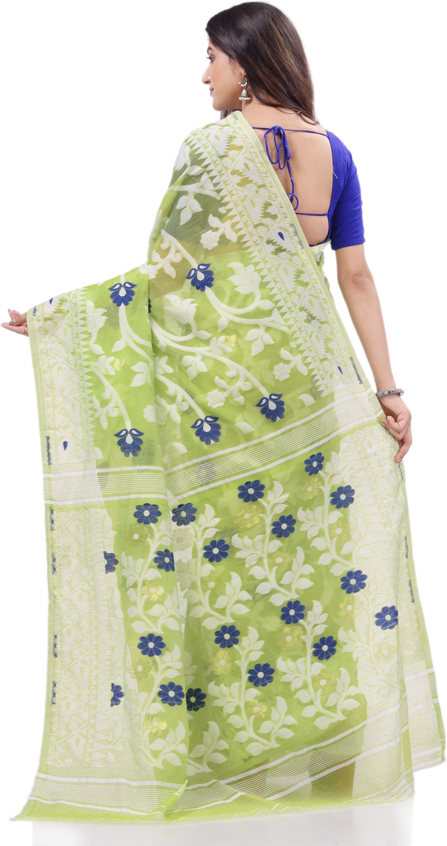 Desh Bidesh Woven Handloom Pure Cotton Saree (Light Green) - Distacart