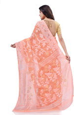Thumbnail for Desh Bidesh Woven Handloom Pure Cotton Saree (Orange) - Distacart