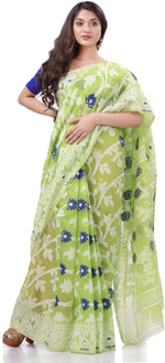 Thumbnail for Desh Bidesh Woven Handloom Pure Cotton Saree (Light Green) - Distacart