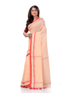 Thumbnail for Desh Bidesh Woven Handloom Handloom Pure Cotton Saree (Orange) - Distacart
