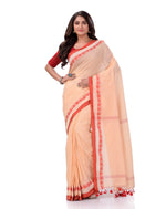 Thumbnail for Desh Bidesh Woven Handloom Handloom Pure Cotton Saree (Orange) - Distacart