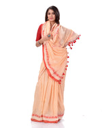 Thumbnail for Desh Bidesh Woven Handloom Handloom Pure Cotton Saree (Orange) - Distacart