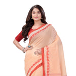 Thumbnail for Desh Bidesh Woven Handloom Handloom Pure Cotton Saree (Orange) - Distacart