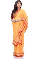 Thumbnail for Desh Bidesh Woven Handloom Handloom Pure Cotton Saree (Yellow) - Distacart