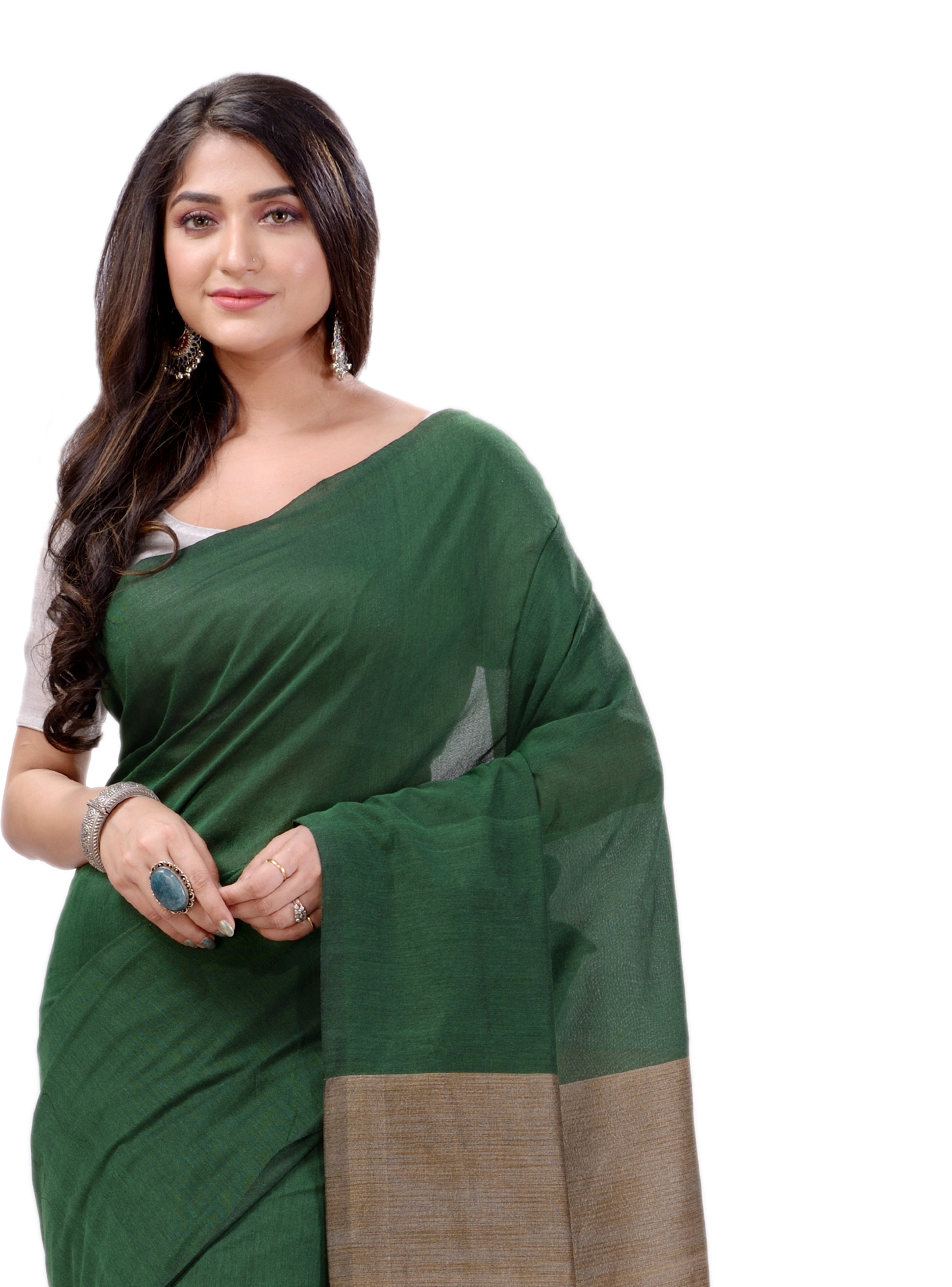 Desh Bidesh Woven Handloom Handloom Pure Cotton Saree (Green) - Distacart