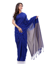 Thumbnail for Desh Bidesh Woven Handloom Handloom Pure Cotton Saree (Blue) - Distacart