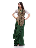 Thumbnail for Desh Bidesh Woven Handloom Handloom Pure Cotton Saree (Green) - Distacart
