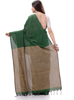 Thumbnail for Desh Bidesh Woven Handloom Handloom Pure Cotton Saree (Green) - Distacart