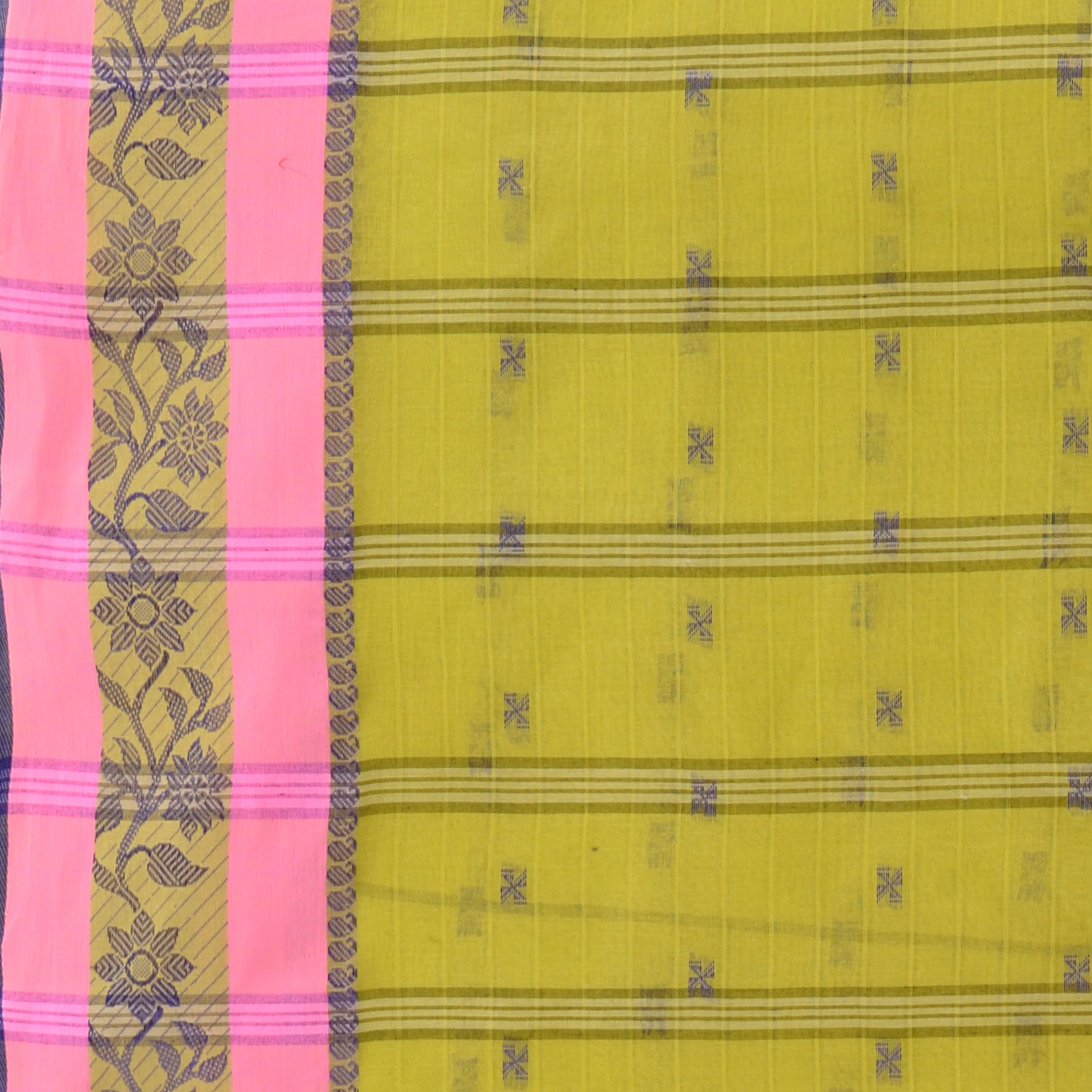 Desh Bidesh Woven Handloom Pure Cotton Saree (Light Green) - Distacart