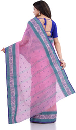Thumbnail for Desh Bidesh Woven Handloom Pure Cotton Saree (Pink) - Distacart