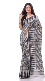 Thumbnail for Desh Bidesh Woven Handloom Cotton Silk Saree (Black) - Distacart