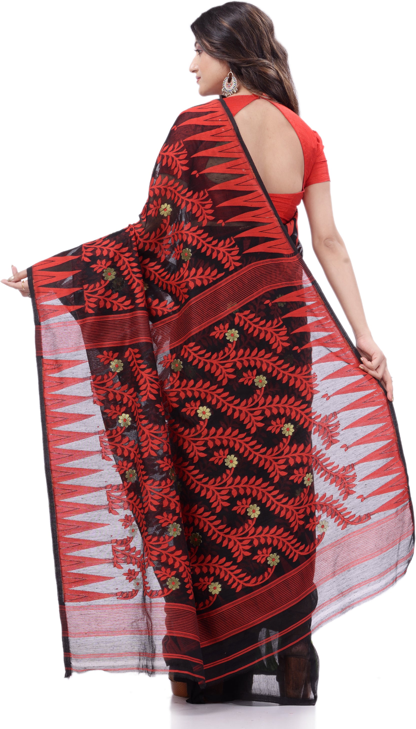 Desh Bidesh Woven Handloom Cotton Silk Saree (Green) - Distacart