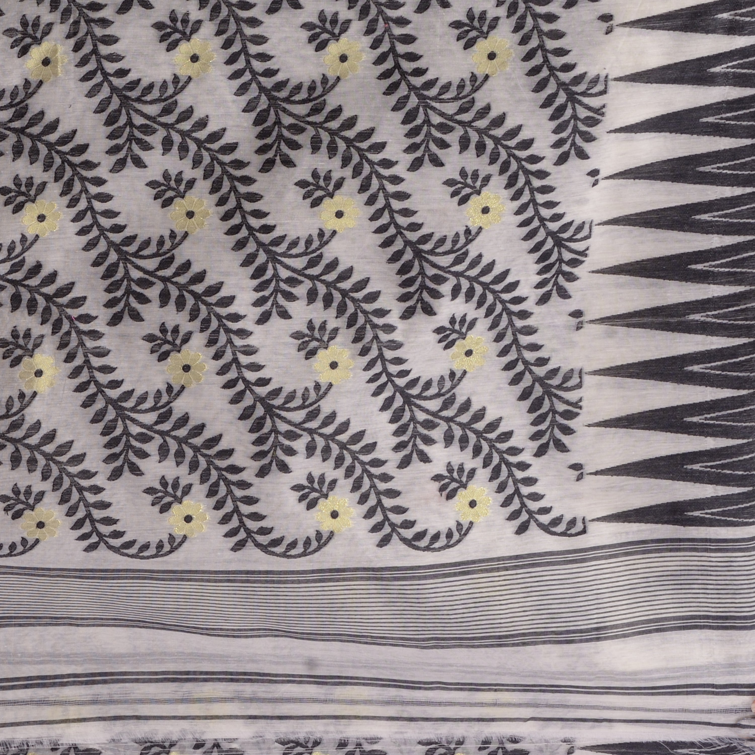 Desh Bidesh Woven Handloom Cotton Silk Saree (Black) - Distacart