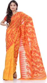 Thumbnail for Desh Bidesh Woven Handloom Cotton Silk Saree (Yellow) - Distacart