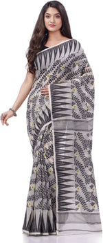 Thumbnail for Desh Bidesh Woven Handloom Cotton Silk Saree (Black) - Distacart