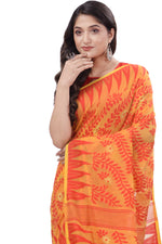 Thumbnail for Desh Bidesh Woven Handloom Cotton Silk Saree (Yellow) - Distacart
