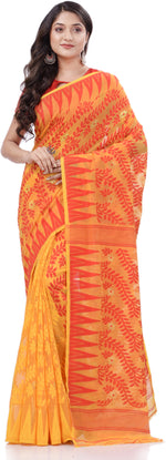 Thumbnail for Desh Bidesh Woven Handloom Cotton Silk Saree (Yellow) - Distacart
