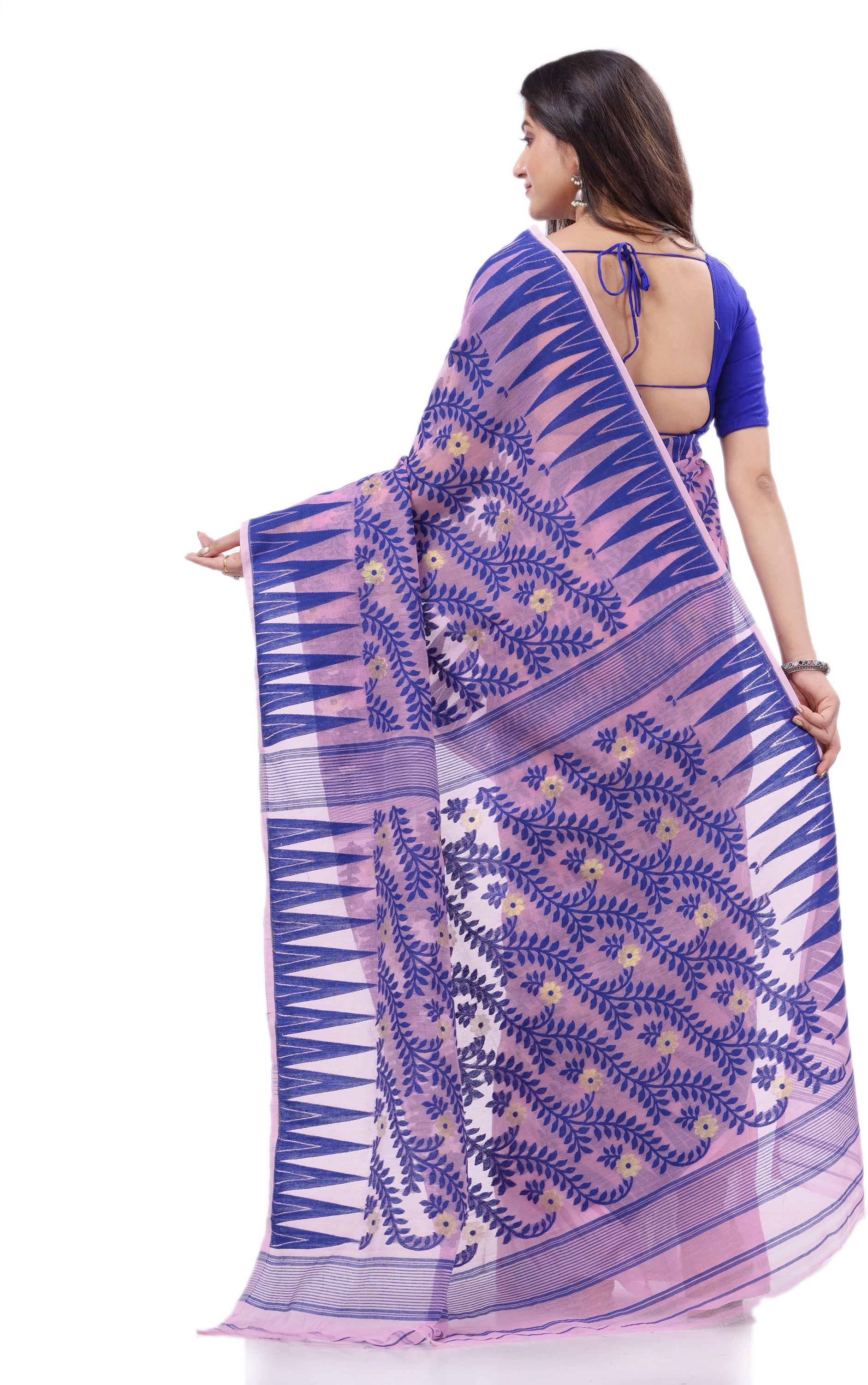 Desh Bidesh Woven Handloom Cotton Silk Saree (Pink) - Distacart