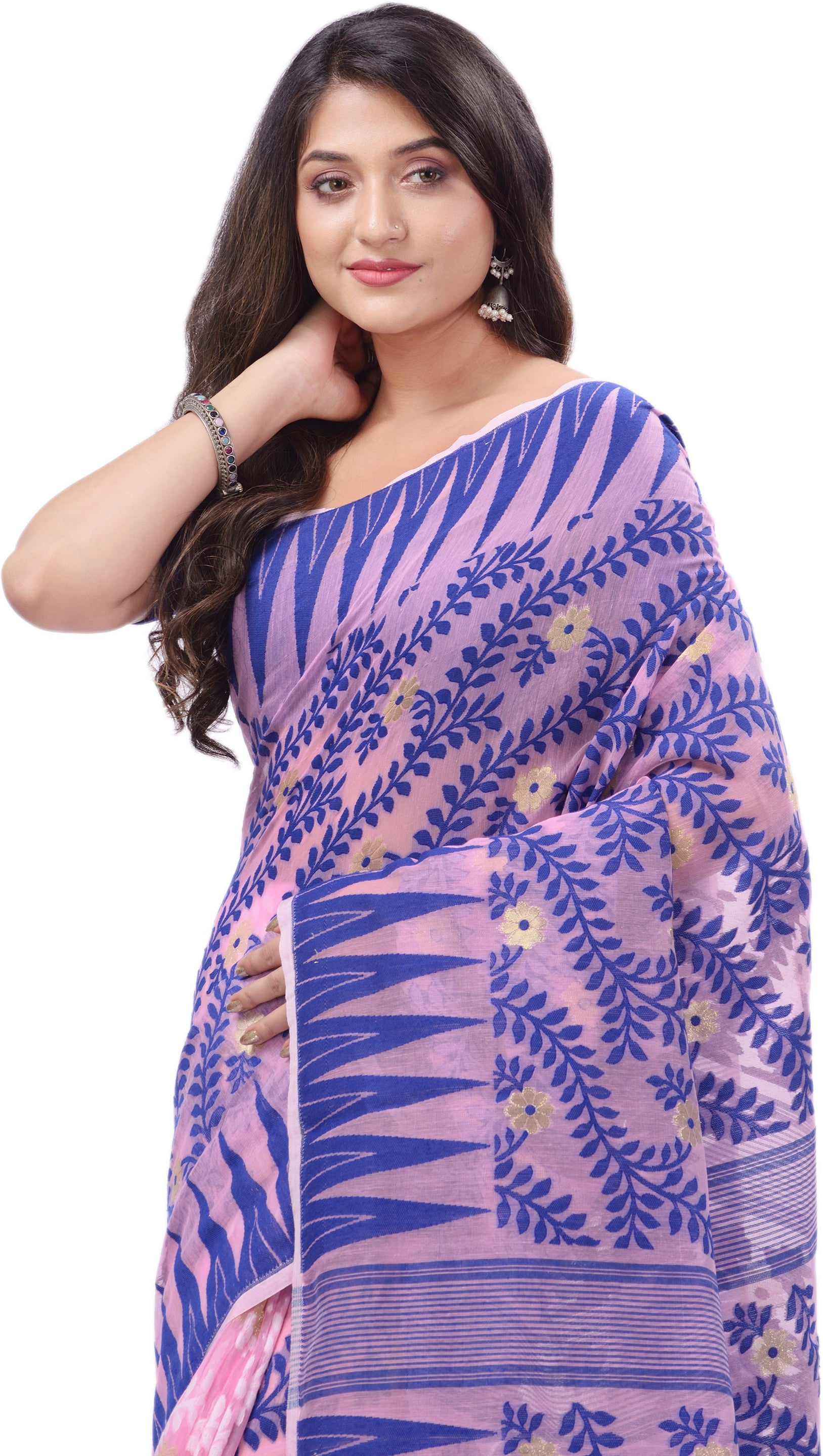 Desh Bidesh Woven Handloom Cotton Silk Saree (Pink) - Distacart