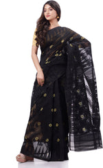 Thumbnail for Desh Bidesh Woven Handloom Cotton Silk Saree (Black) - Distacart