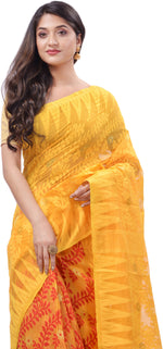 Thumbnail for Desh Bidesh Woven Handloom Cotton Silk Saree (Yellow) - Distacart