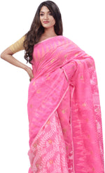 Thumbnail for Desh Bidesh Woven Handloom Cotton Silk Saree (Pink) - Distacart