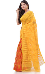 Thumbnail for Desh Bidesh Woven Handloom Cotton Silk Saree (Yellow) - Distacart