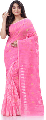 Thumbnail for Desh Bidesh Woven Handloom Cotton Silk Saree (Pink) - Distacart