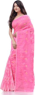Thumbnail for Desh Bidesh Woven Handloom Cotton Silk Saree (Pink) - Distacart