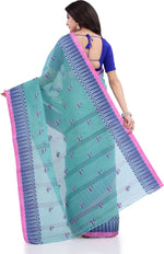 Thumbnail for Desh Bidesh Woven Handloom Pure Cotton Saree (Blue) - Distacart