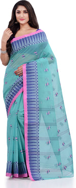Thumbnail for Desh Bidesh Woven Handloom Pure Cotton Saree (Blue) - Distacart