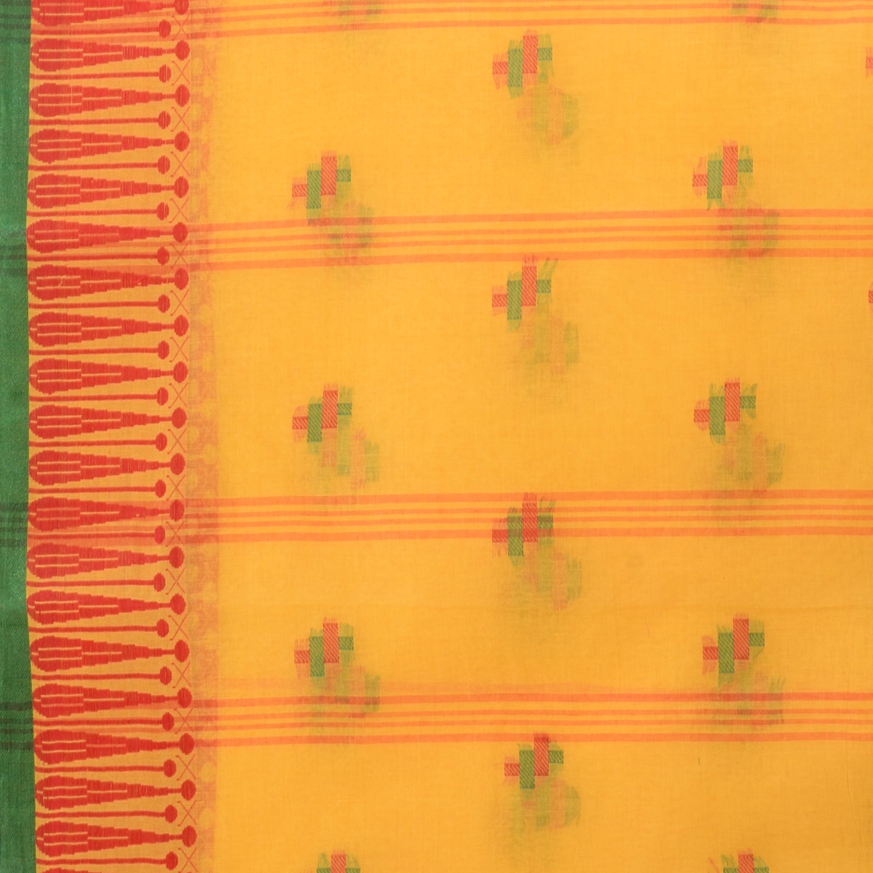 Desh Bidesh Woven Handloom Pure Cotton Saree (Yellow) - Distacart
