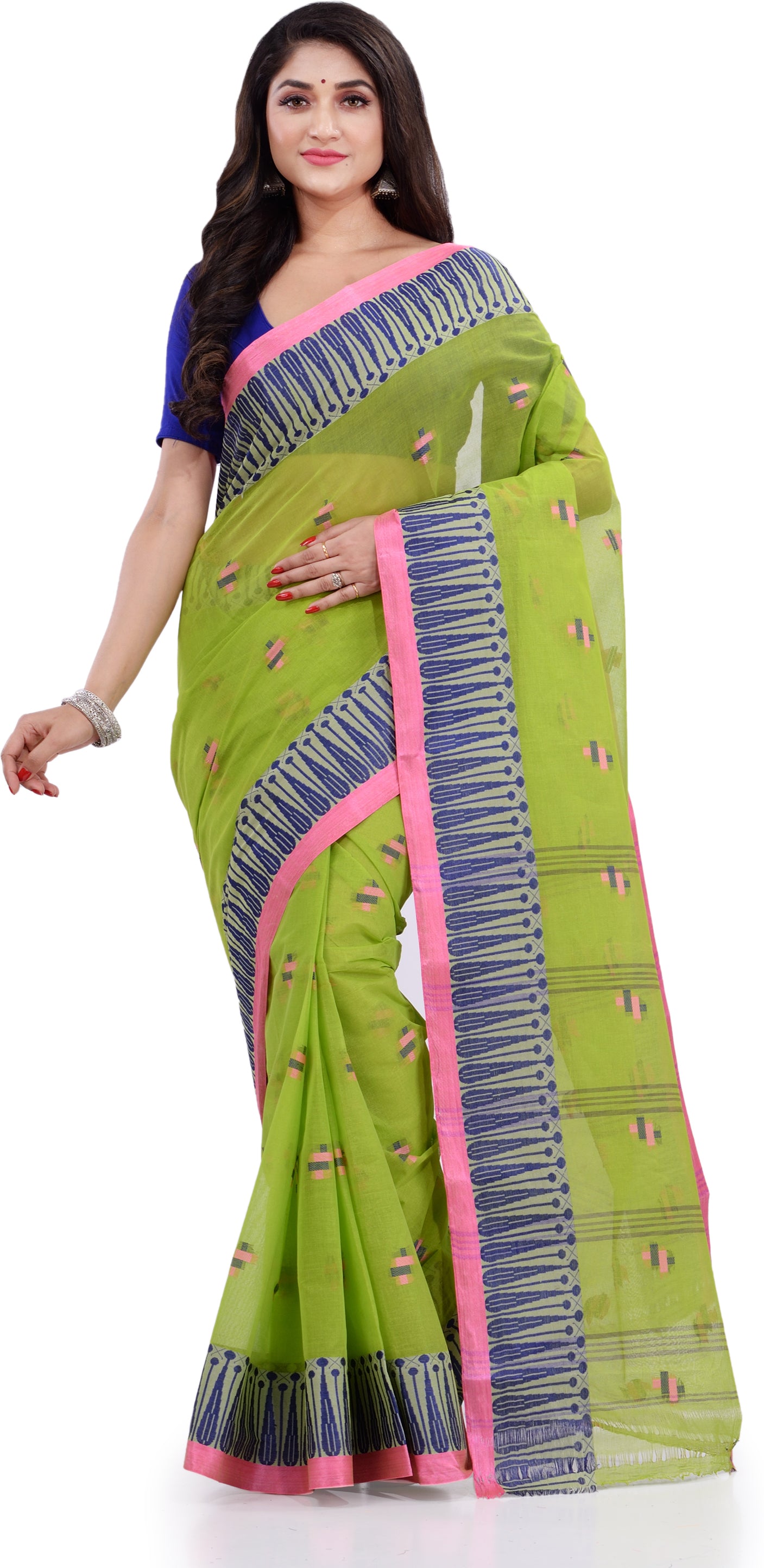 Desh Bidesh Woven Handloom Pure Cotton Saree (Green) - Distacart