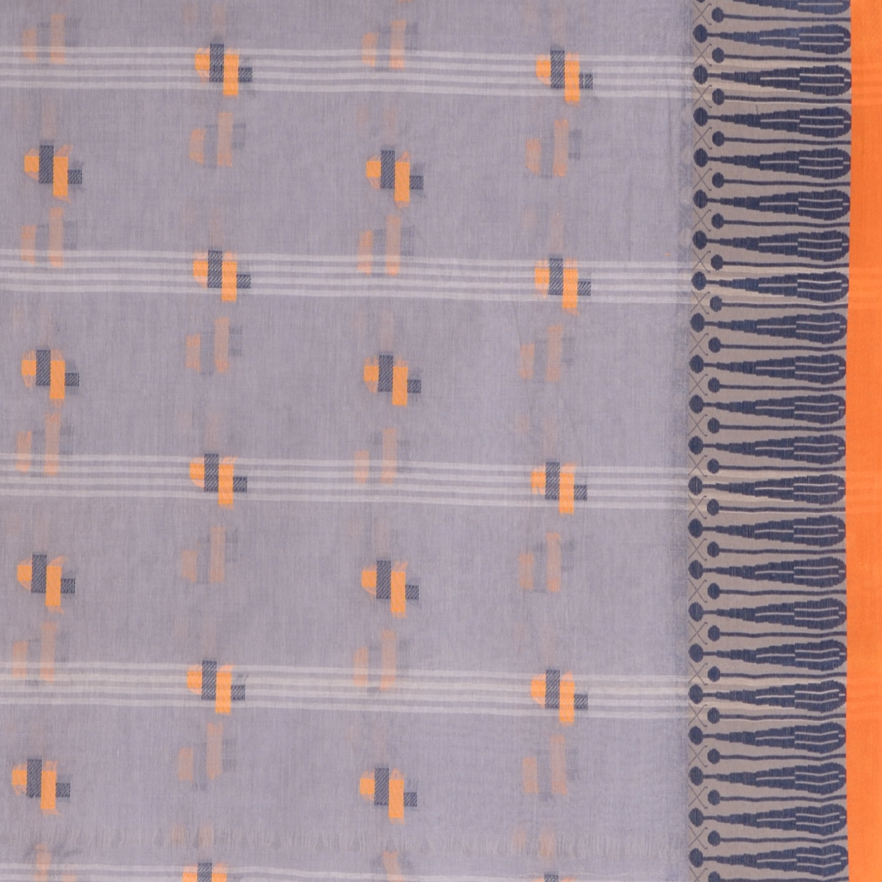 Desh Bidesh Woven Handloom Pure Cotton Saree (Grey) - Distacart