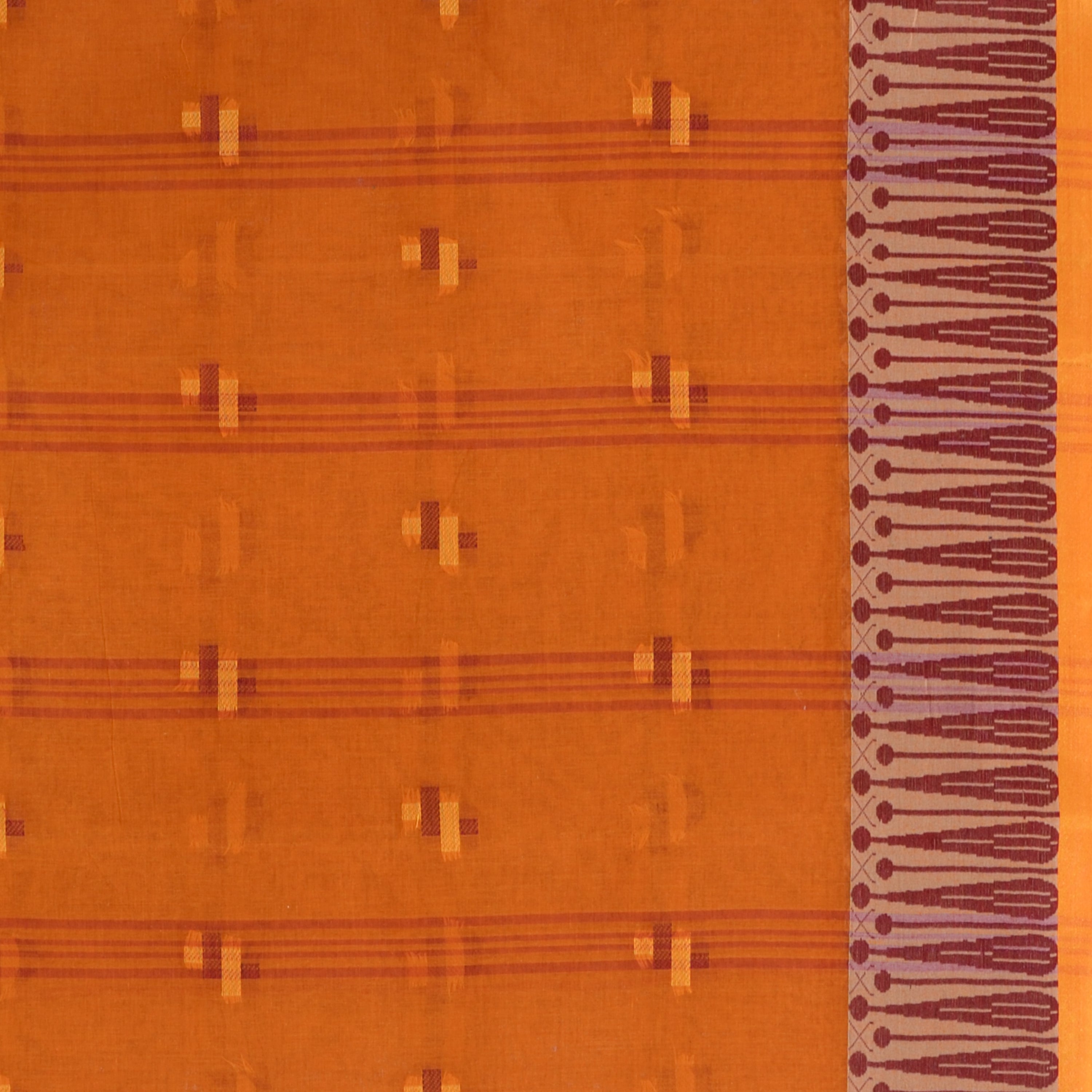 Desh Bidesh Woven Handloom Pure Cotton Saree (Orange) - Distacart