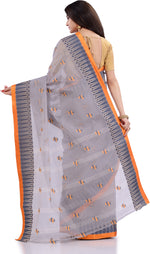 Thumbnail for Desh Bidesh Woven Handloom Pure Cotton Saree (Grey) - Distacart