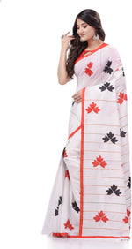 Thumbnail for Desh Bidesh Woven Handloom Cotton Silk Saree (White) - Distacart