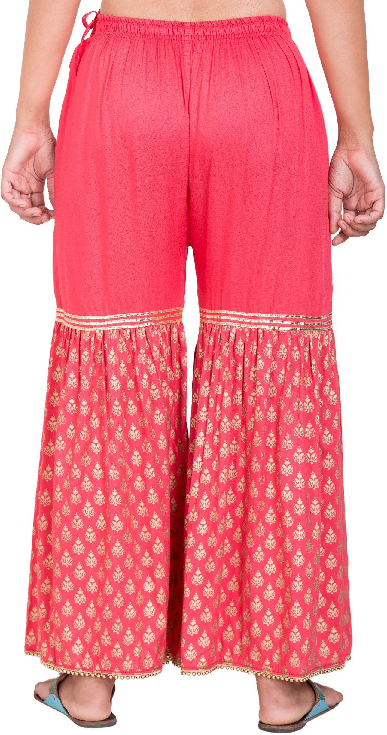 PAVONINE Gajri Color 3-Panels Sequence Printed Flared Sharara For Women & Girls - Distacart