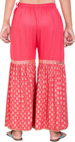Thumbnail for PAVONINE Gajri Color 3-Panels Sequence Printed Flared Sharara For Women & Girls - Distacart