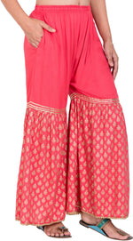 Thumbnail for PAVONINE Gajri Color 3-Panels Sequence Printed Flared Sharara For Women & Girls - Distacart