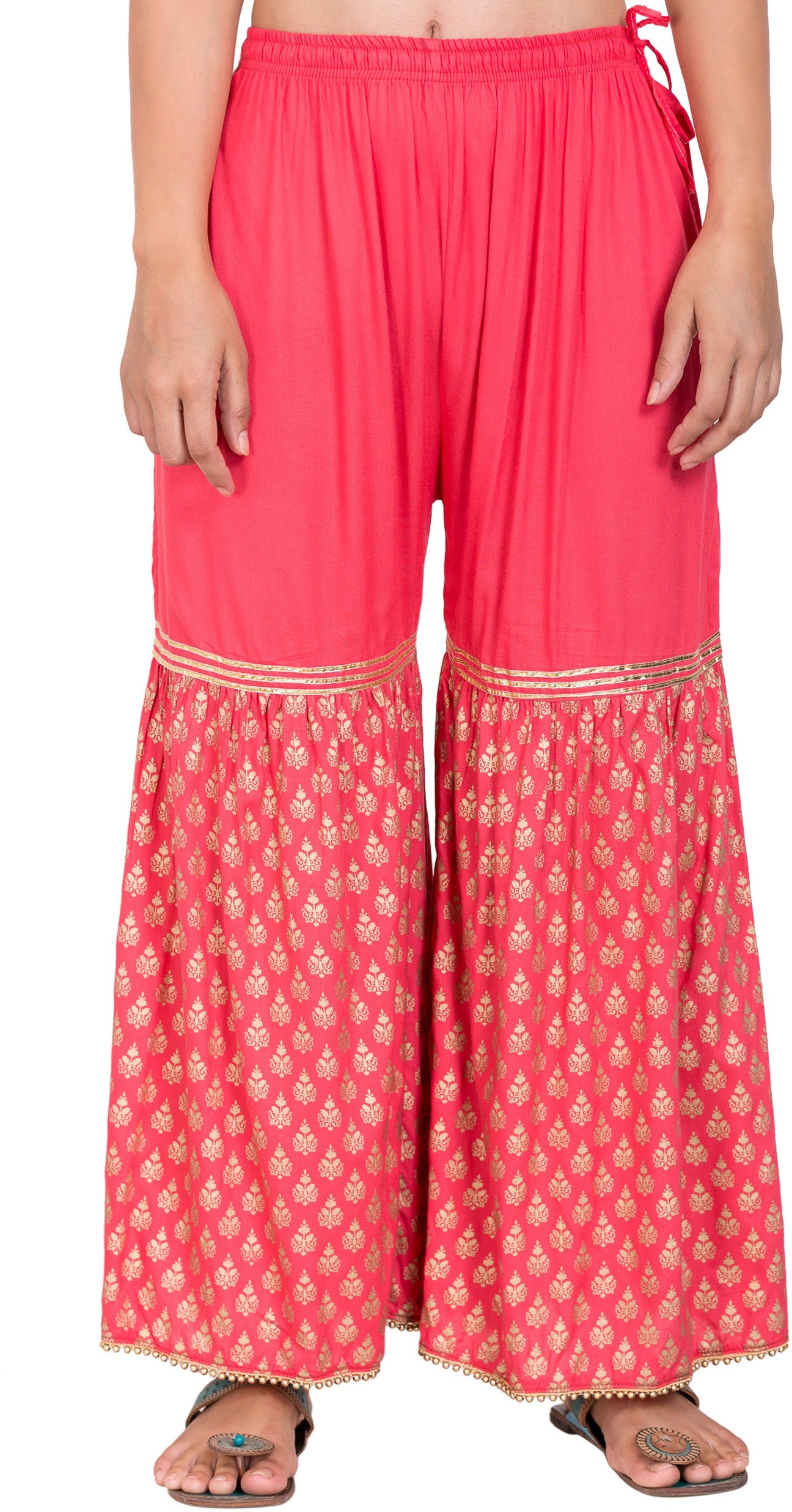 PAVONINE Gajri Color 3-Panels Sequence Printed Flared Sharara For Women & Girls - Distacart