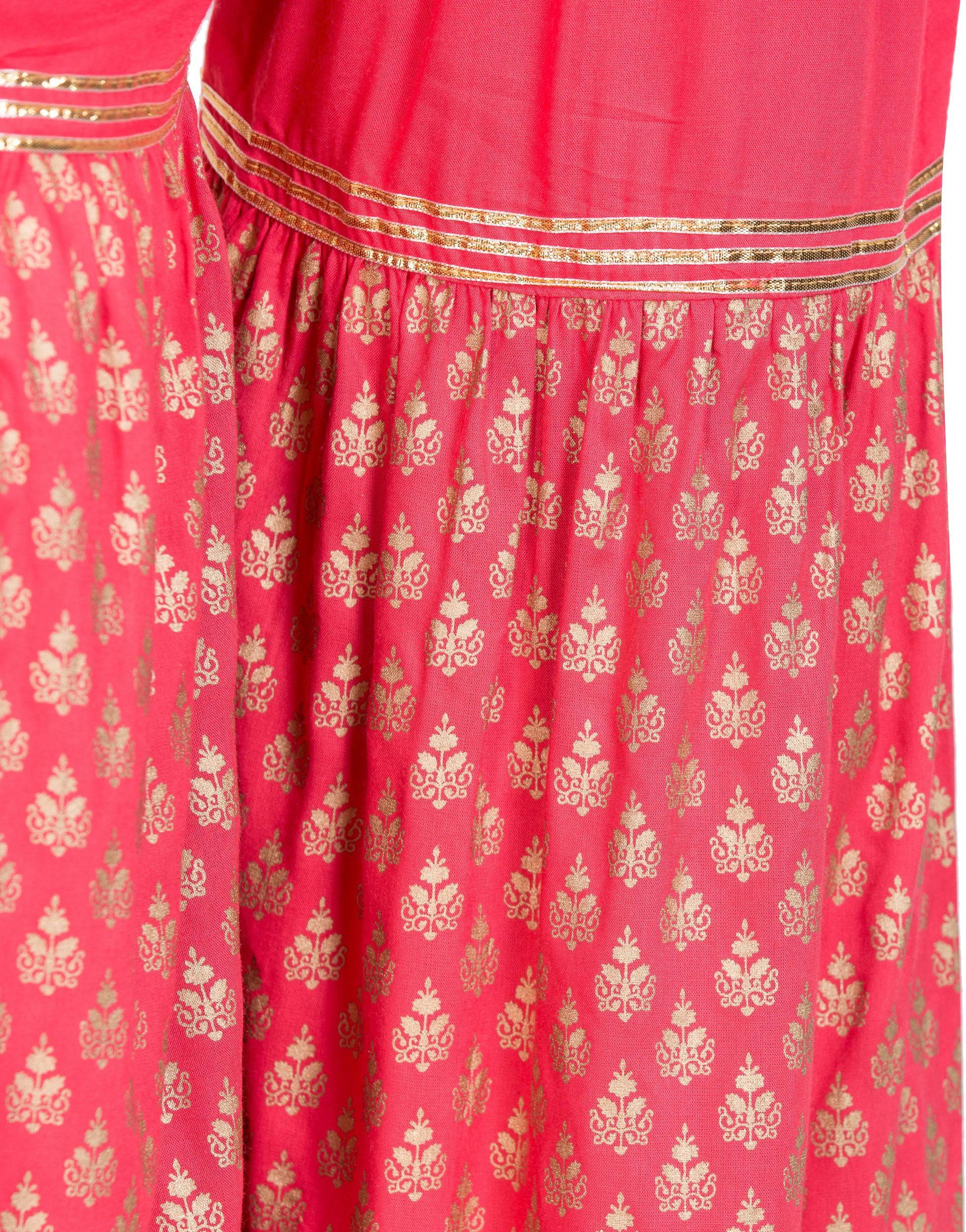 PAVONINE Gajri Color 3-Panels Sequence Printed Flared Sharara For Women & Girls - Distacart