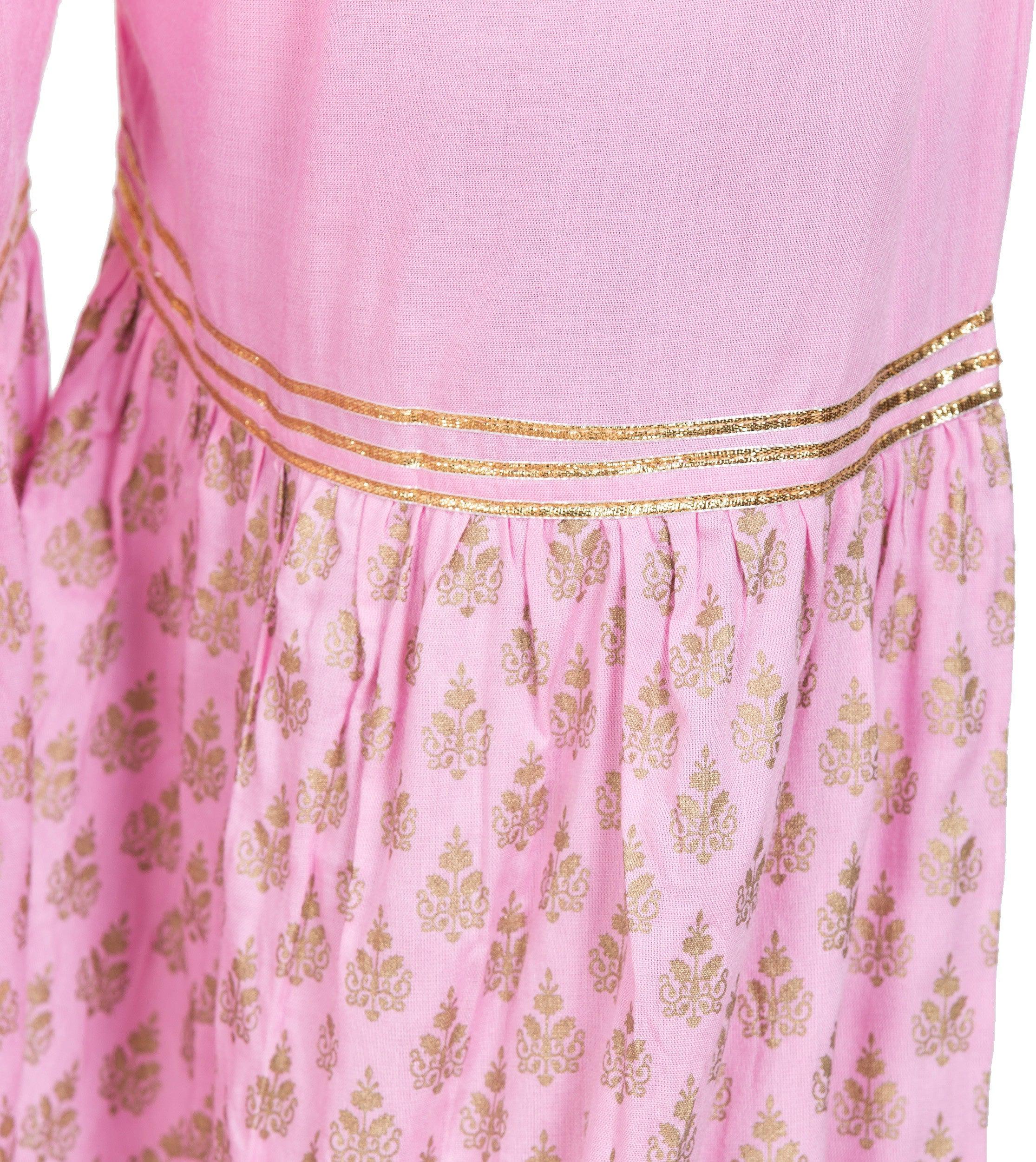 PAVONINE Pink Color 3-Panels Sequence Printed Flared Sharara For Women & Girls - Distacart