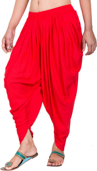 Thumbnail for PAVONINE Red Color Solid Beetel Rayon Fabric Patiala For Women & Girls - Distacart
