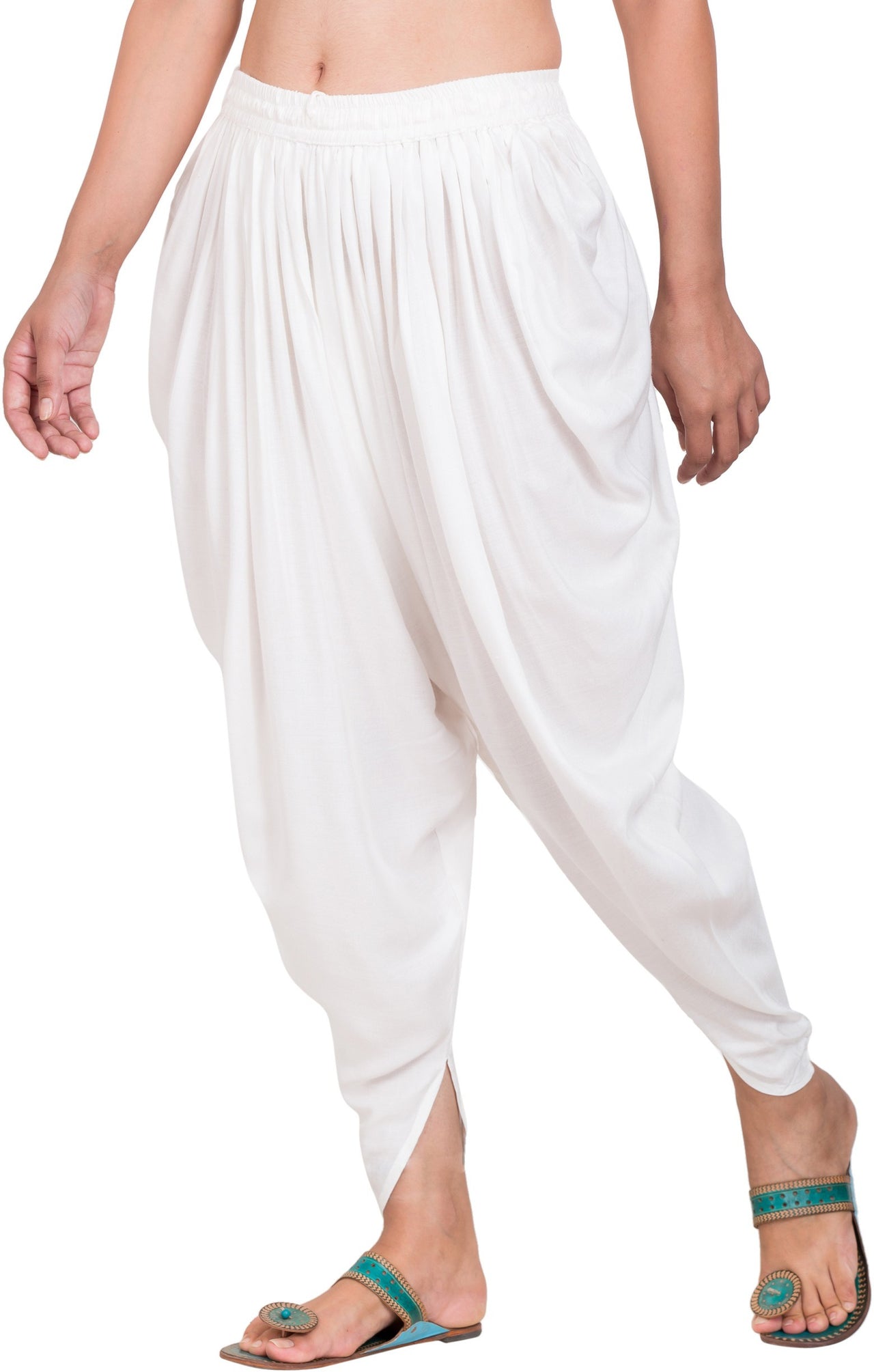 PAVONINE White Color Solid Beetel Rayon Fabric Patiala For Women & Girls - Distacart