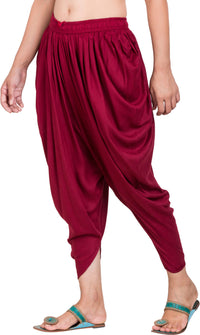 Thumbnail for PAVONINE Maroon Color Solid Beetel Rayon Fabric Patiala For Women & Girls - Distacart
